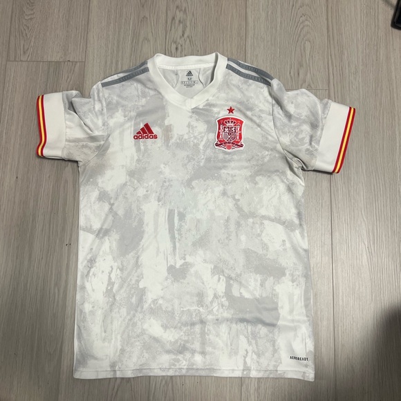 ADIDAS FEF Spain Away White Grey Red Authentic Soccer Jersey Shirt Mens … - Picture 1 of 3